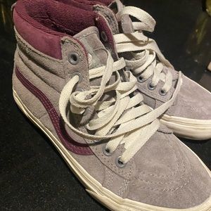 VANS gray and purple suede high tops - size 5 womens